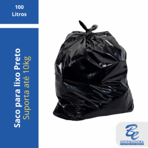 Saco de Lixo Preto 100 litros 80 X 100cm - quilo