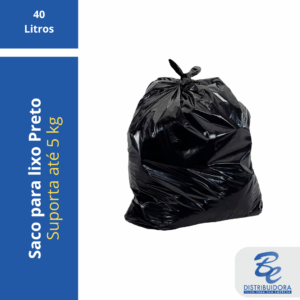 Saco de Lixo Preto 40 litros 64 X 60cm - quilo