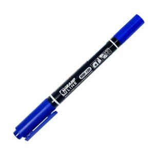 Caneta para CD/DVD 2 Pontas Azul Gramp Line MM-100 – Marcador Permanente Ponta Dupla para Plástico e Mídias – Unidade